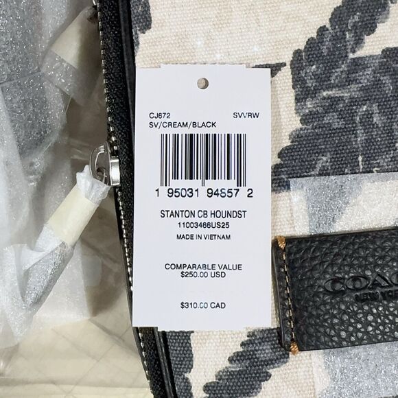 Coach CJ672 Stanton Crossbody With Houndstooth Print Black Cream Leather Canvas - Picture 5 of 9